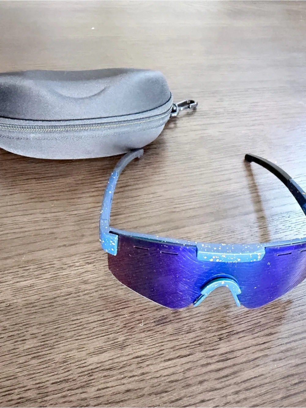 Blue Mirrored Shield Sports Sunglasses